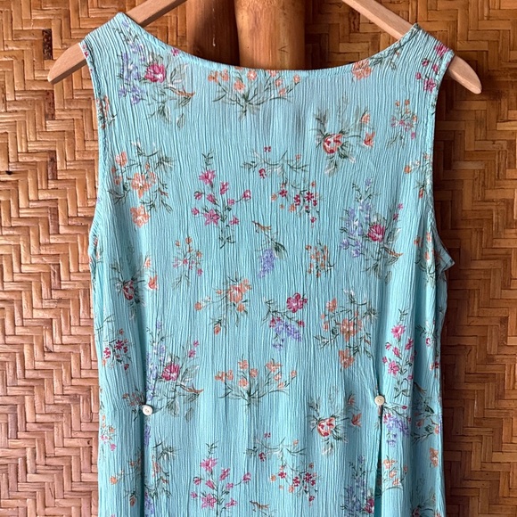 Vintage Eddie Bauer Turquoise Floral Mini Dress medium - Picture 5 of 5